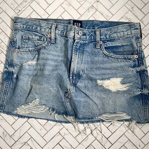 GAP Women's Ripped Denim Mini Skirt - Light Blue